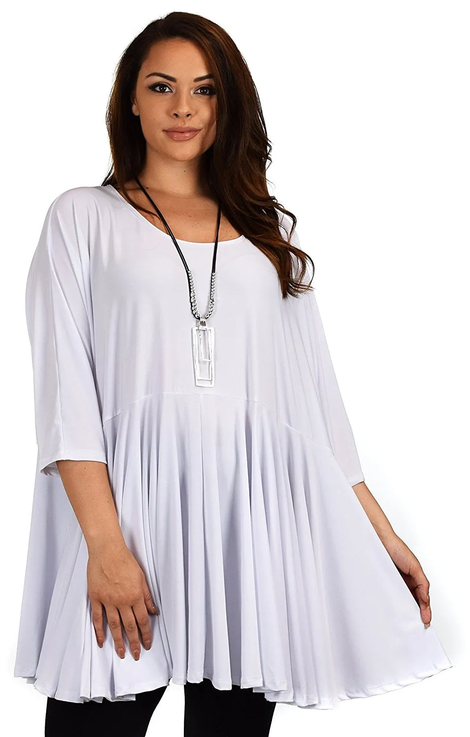 Oversize Plus Size Circle Bottom Flare Swing Tunic Dress Top
