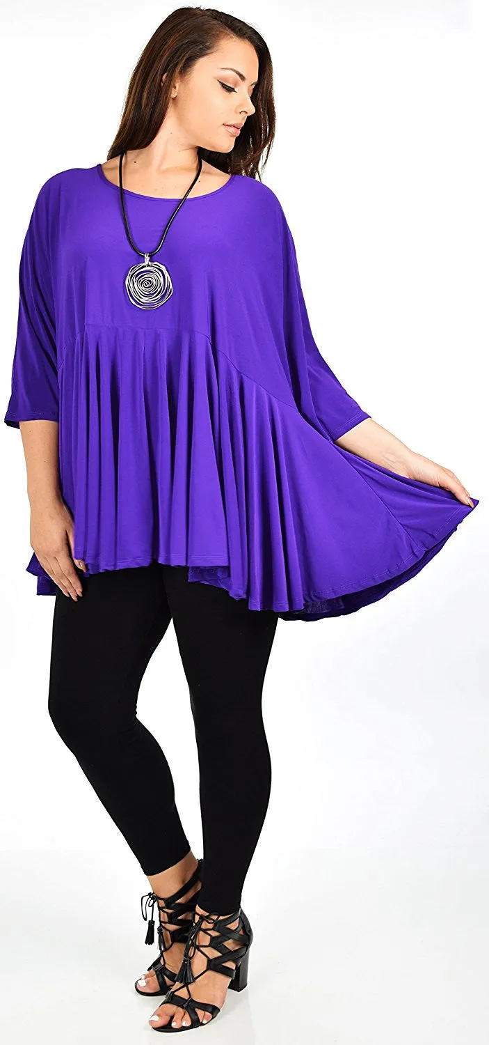 Oversize Plus Size Circle Bottom Flare Swing Tunic Dress Top