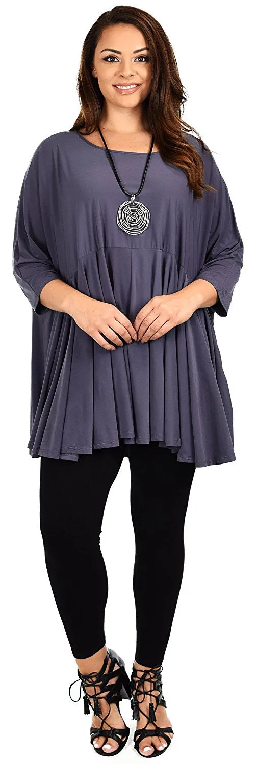 Oversize Plus Size Circle Bottom Flare Swing Tunic Dress Top