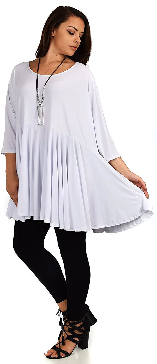 Oversize Plus Size Circle Bottom Flare Swing Tunic Dress Top