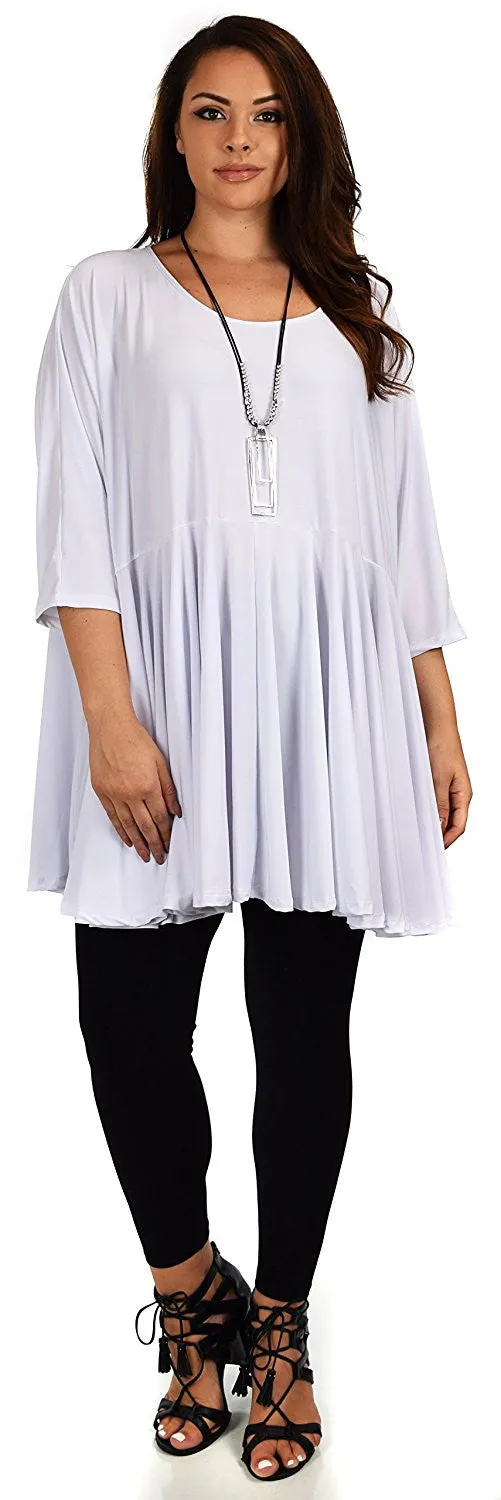 Oversize Plus Size Circle Bottom Flare Swing Tunic Dress Top
