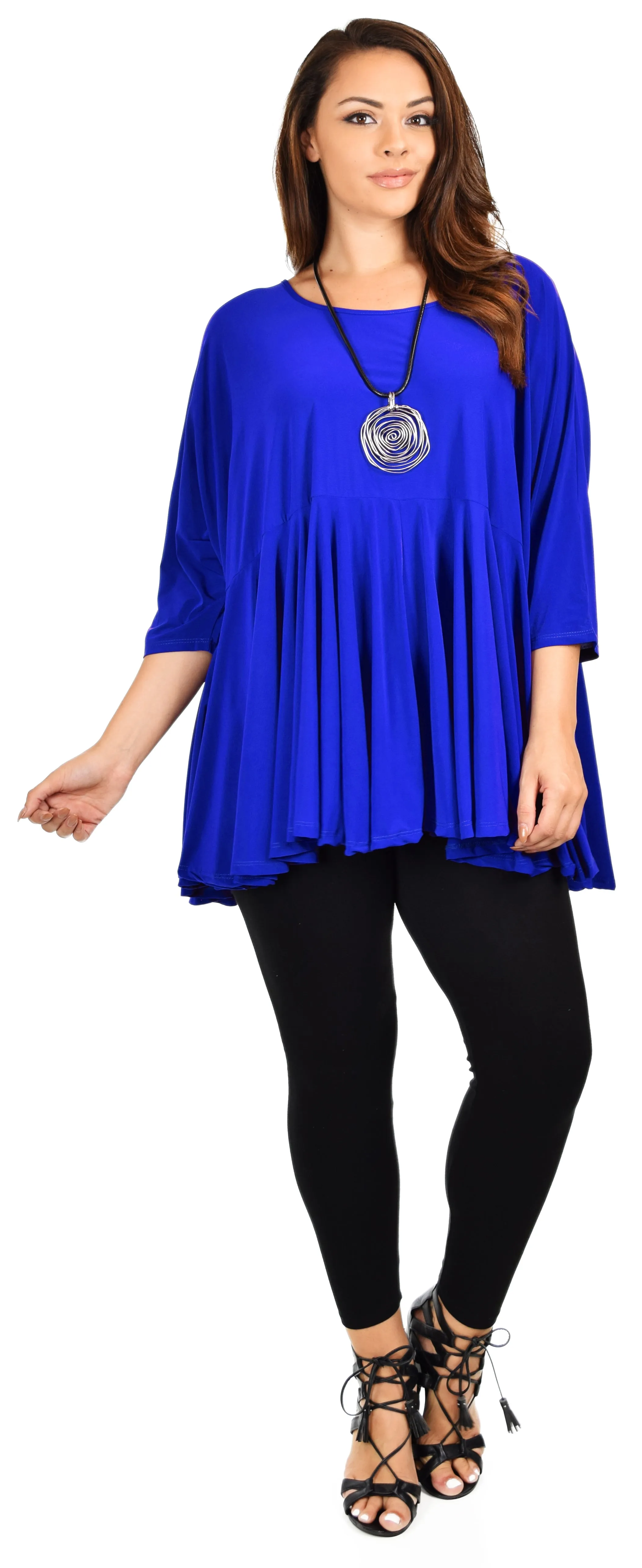 Oversize Plus Size Circle Bottom Flare Swing Tunic Dress Top