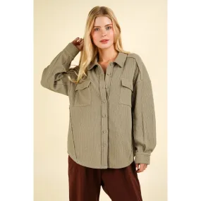 Oversized Casual Textured Knit Cozy Shacket