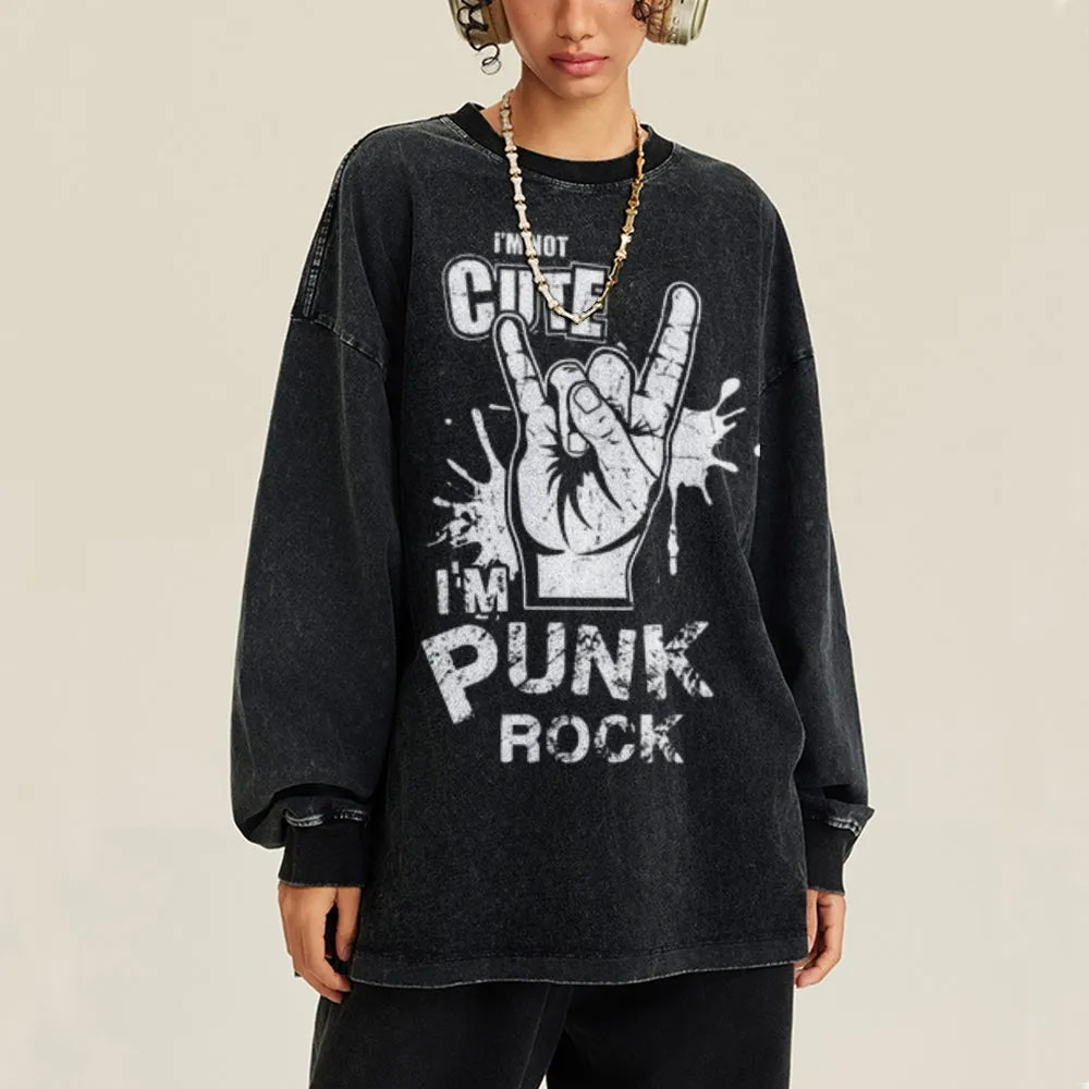 Oversized Vintage Washed I AM PUNK ROCK Graphic Sweatshirt