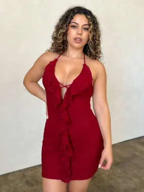 Paola Halter Dress (Burgundy)