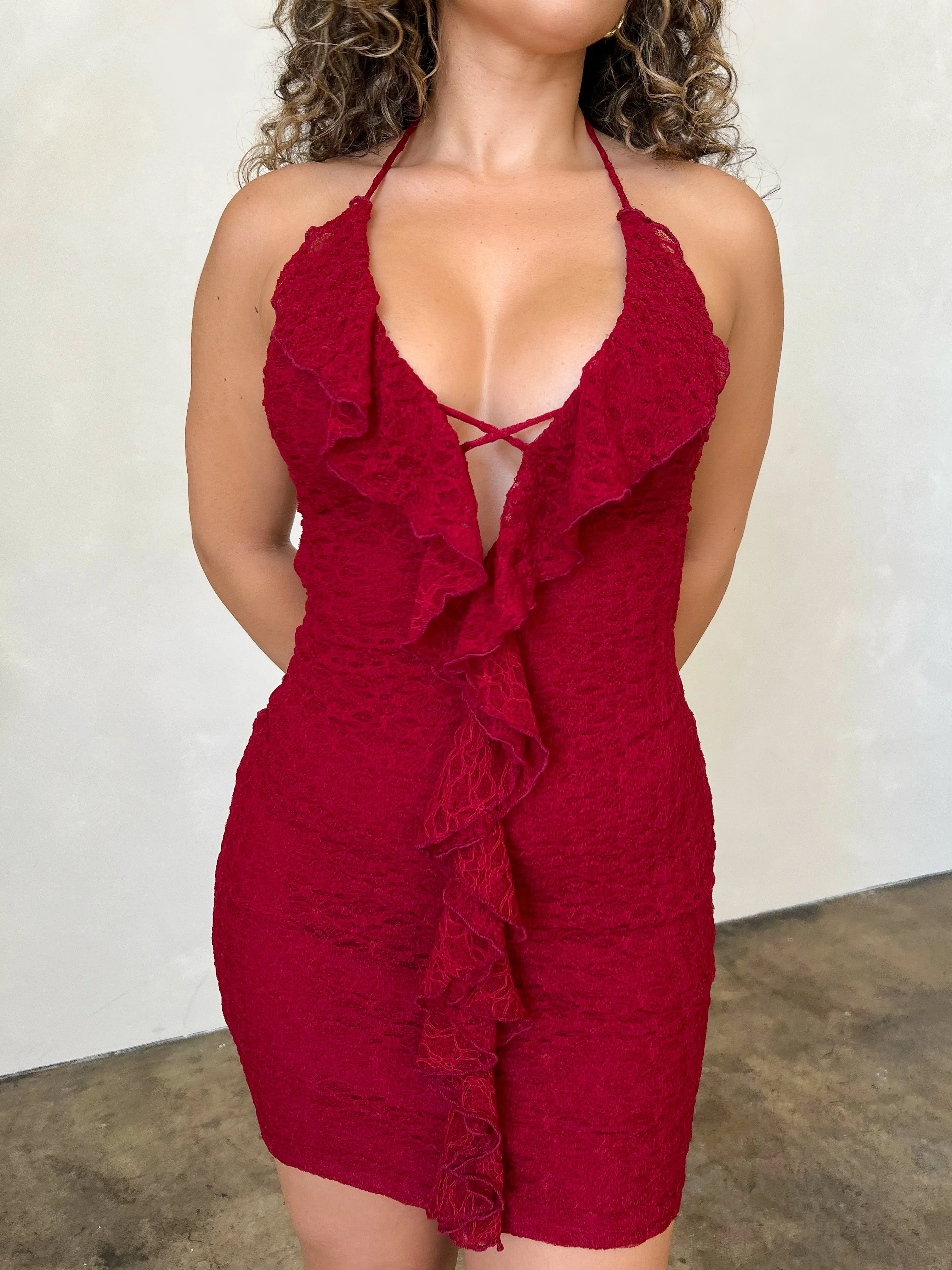 Paola Halter Dress (Burgundy)