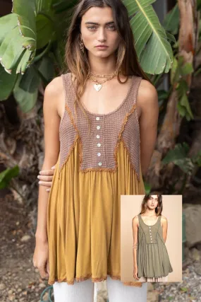 Perfect Flowy Fit Thermal Knit Paneled Tank Top