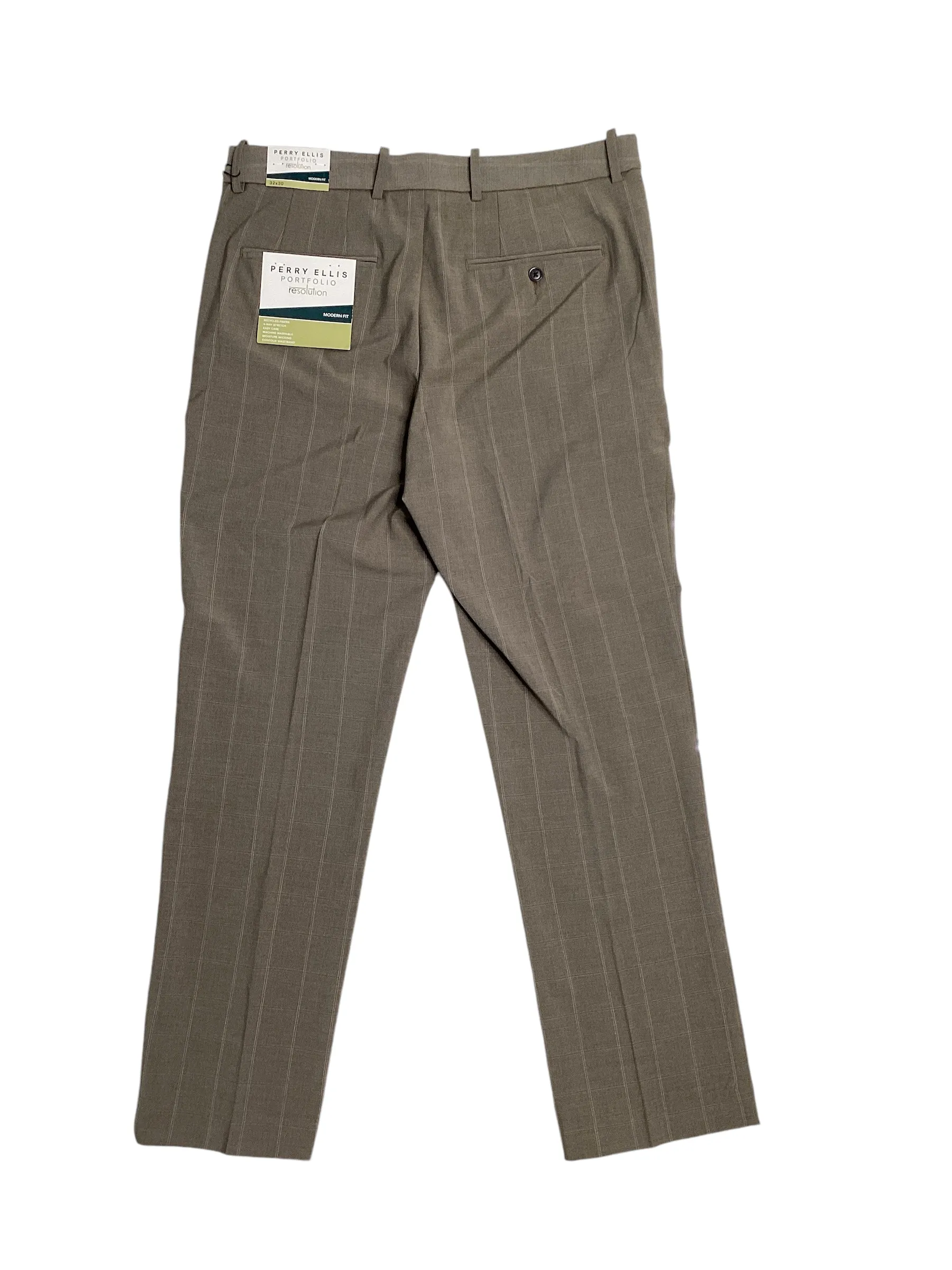 Perry Ellis Portfolio Men's Modern Fit Stretch Suit Dress Pants Beige 38 x 32
