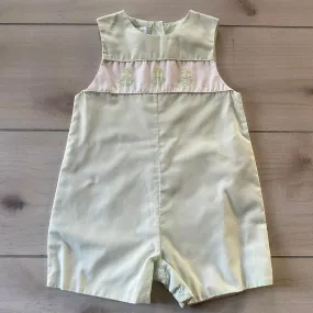 Petit Ami Frog Prince Smocked Embroidered Romper