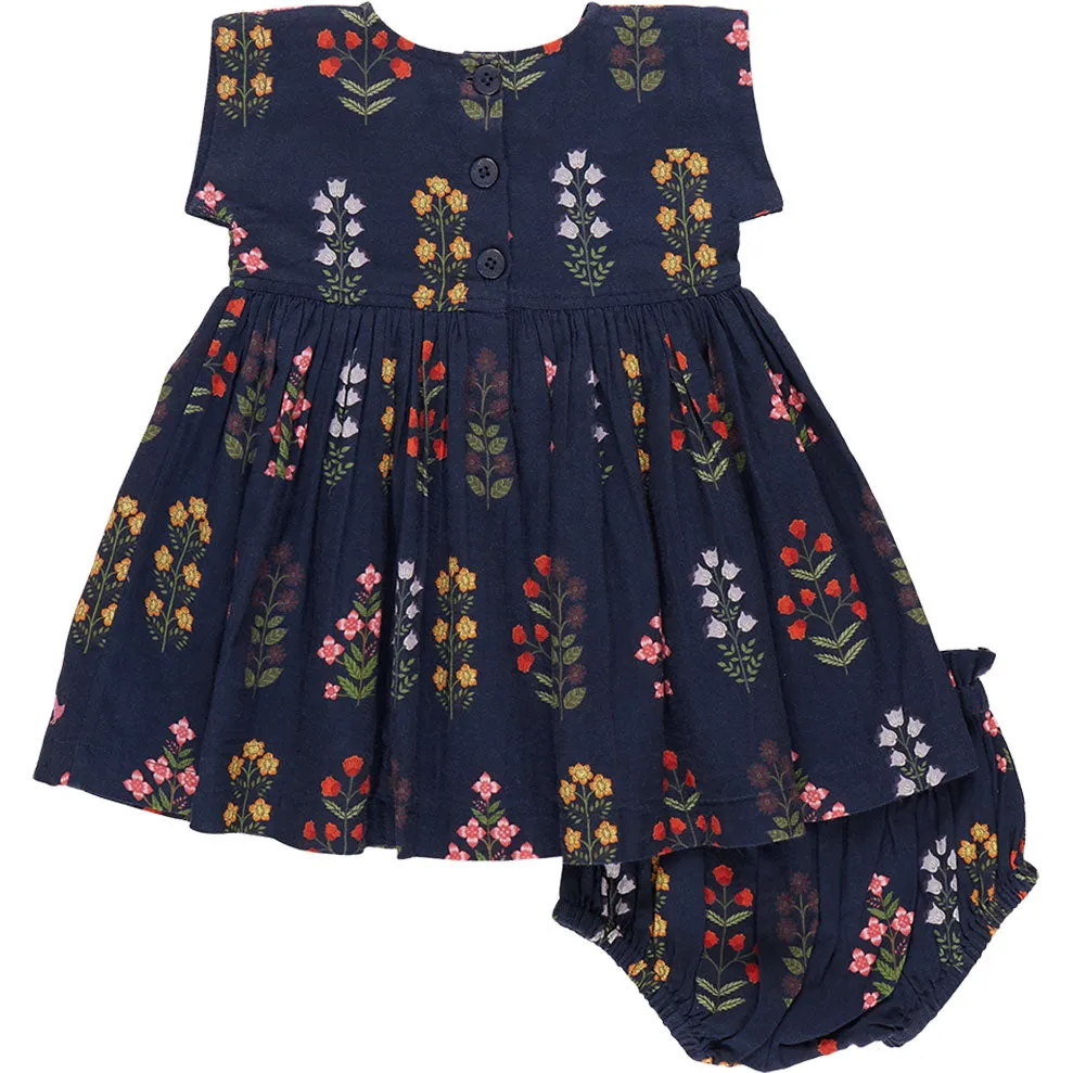 Pink Chicken Baby Girls Marie Dress Set - Navy Field Floral