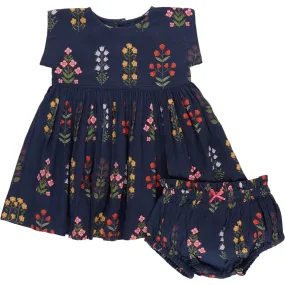 Pink Chicken Baby Girls Marie Dress Set - Navy Field Floral