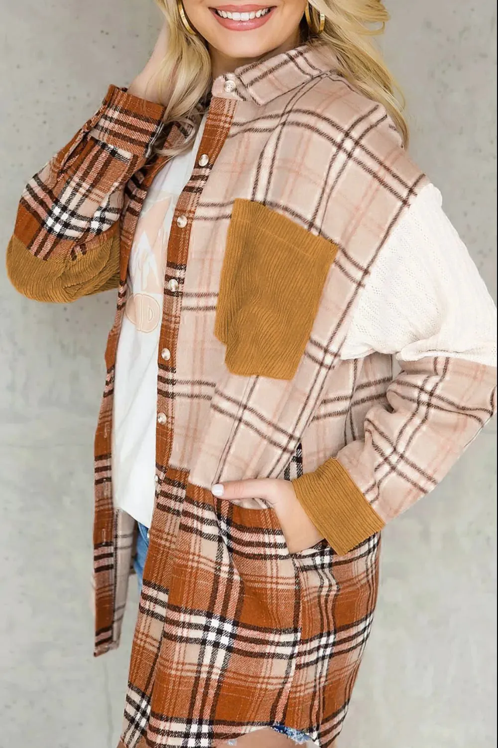 Plaid Button Up Long Sleeve Shacket – Pocketed, Casual Style