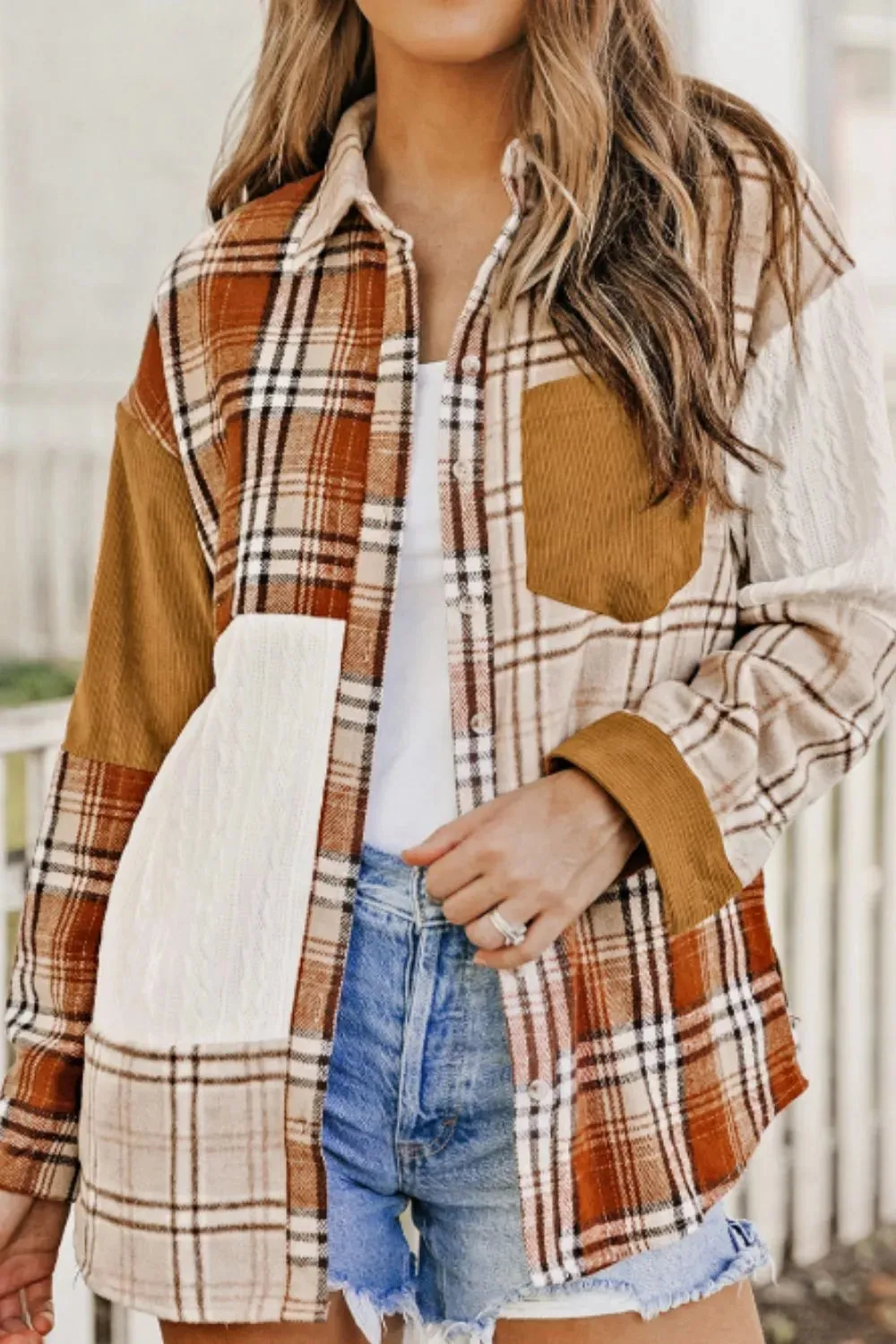 Plaid Button Up Long Sleeve Shacket – Pocketed, Casual Style