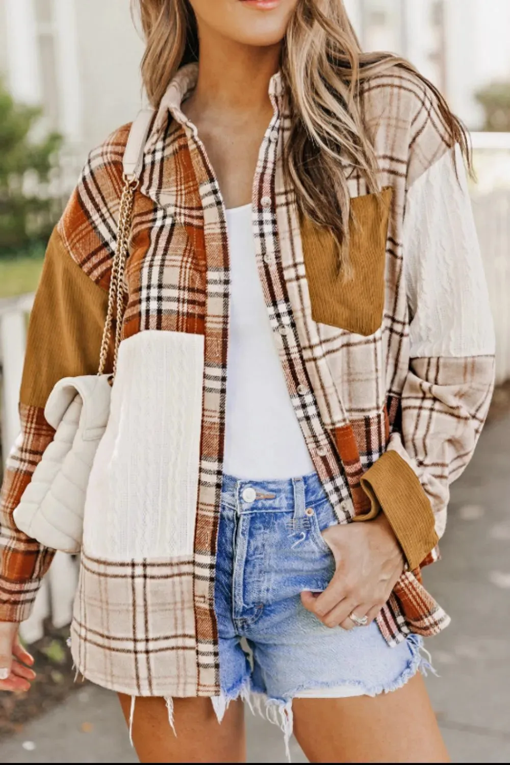 Plaid Button Up Long Sleeve Shacket – Pocketed, Casual Style