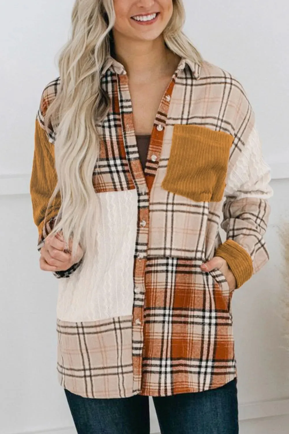 Plaid Button Up Long Sleeve Shacket – Pocketed, Casual Style