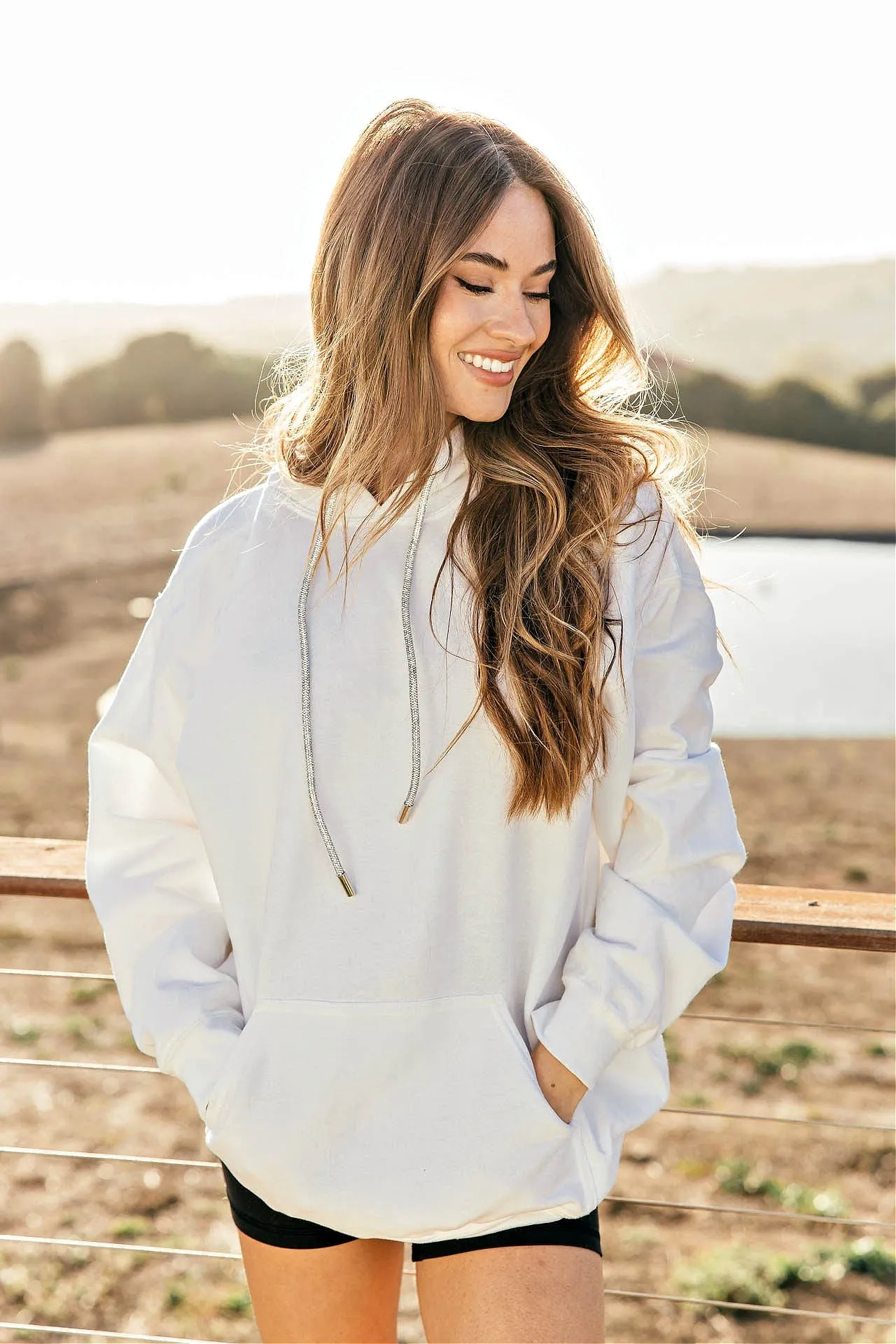 PREORDER!! Crystal Drawstring Sweatshirt w/ Rhinestone Lips in 2 Colors!