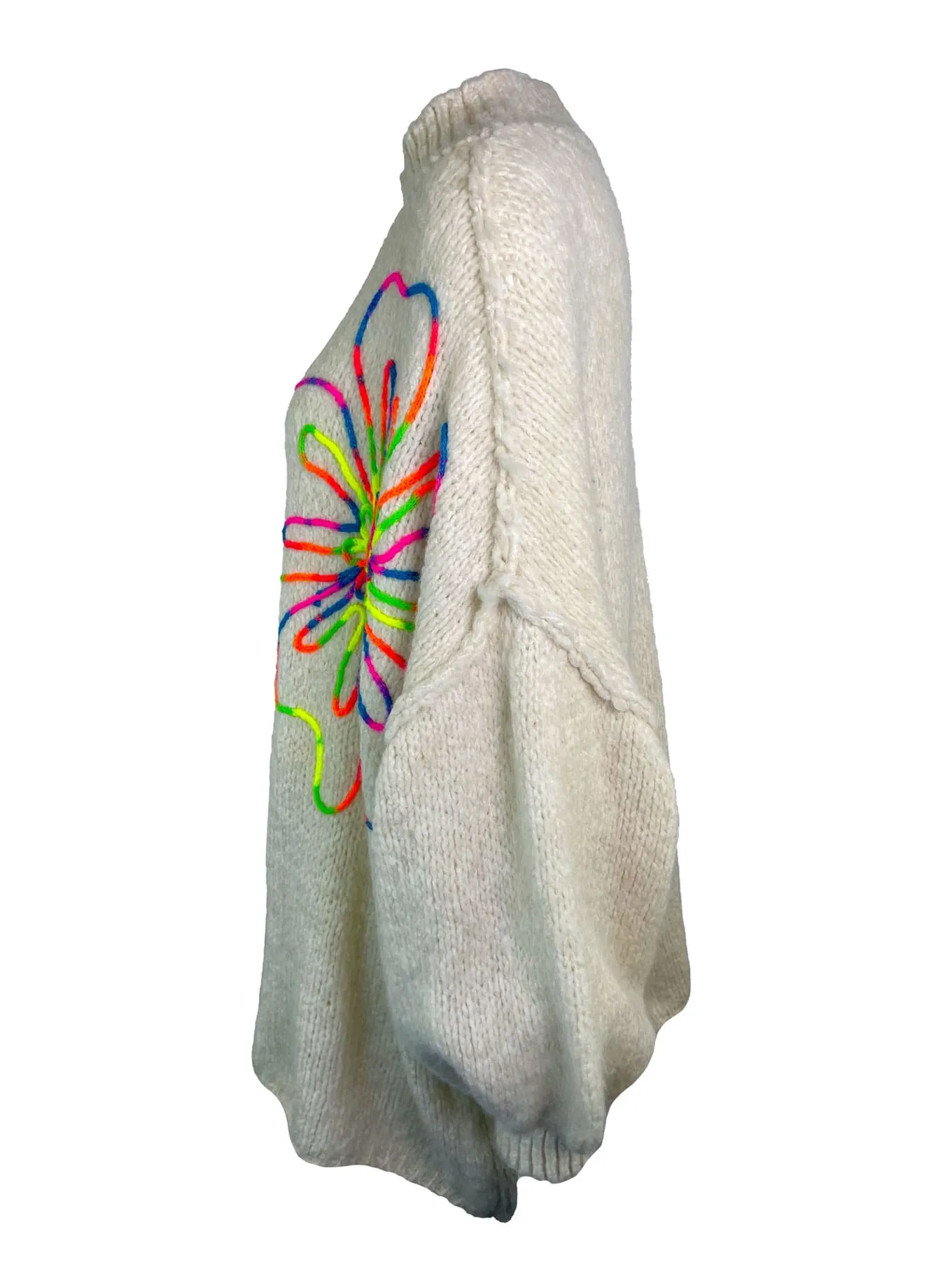 Pullover Neon Blume creme