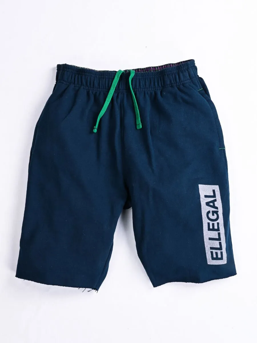Raw-Hem Men Bright Navy Terry Jogger Shorts