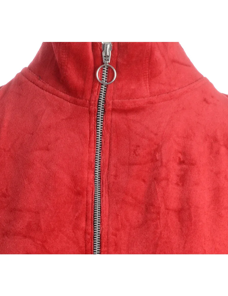 Reworked High Neck Velour Track Jacket - L