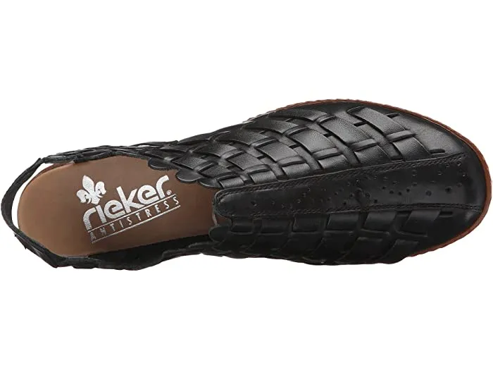 RIEKER 46778 WOVEN LEATHER SLING BLACK