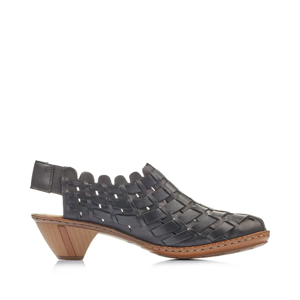 RIEKER 46778 WOVEN LEATHER SLING BLACK