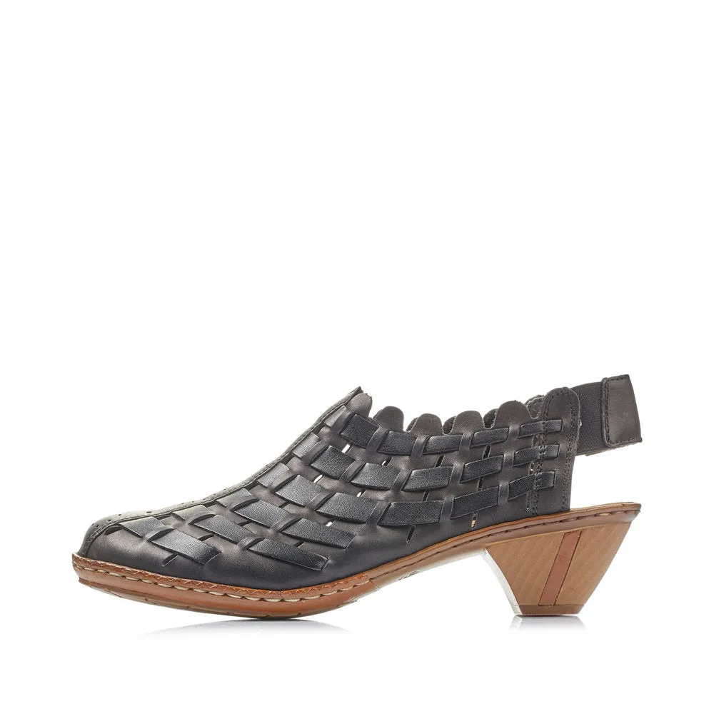 RIEKER 46778 WOVEN LEATHER SLING BLACK