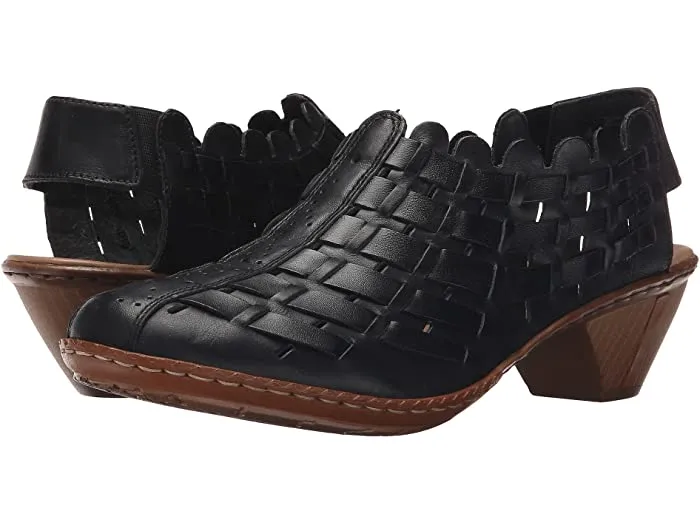 RIEKER 46778 WOVEN LEATHER SLING BLACK