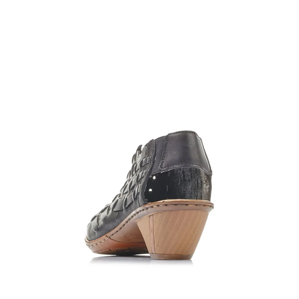 RIEKER 46778 WOVEN LEATHER SLING BLACK