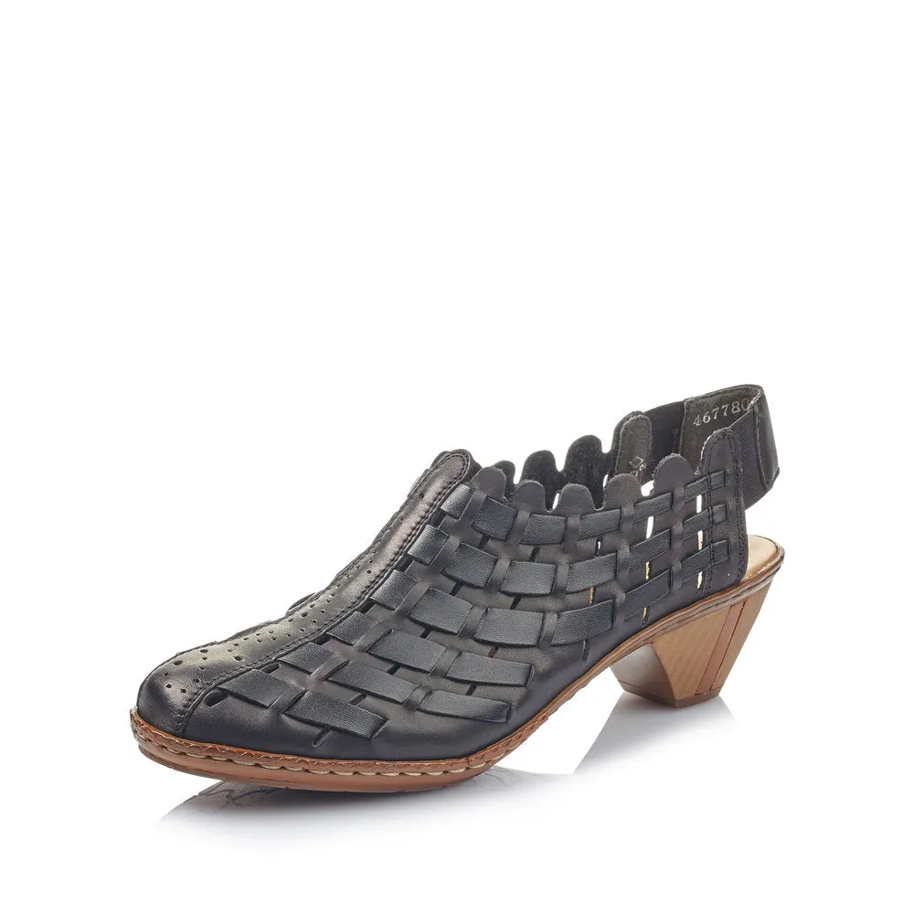 RIEKER 46778 WOVEN LEATHER SLING BLACK