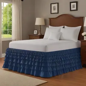 Ruffle Bed Skirt 1Pc Egyptian Cotton 1000TC Navy Blue