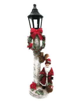 Santa At Lamppost With LEDs - 40cm