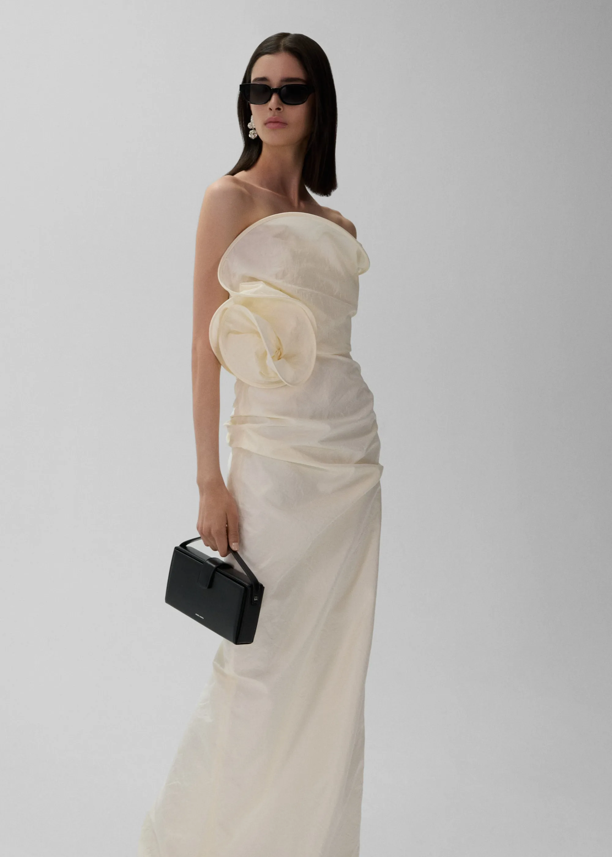 Sculptural rose gown in cream