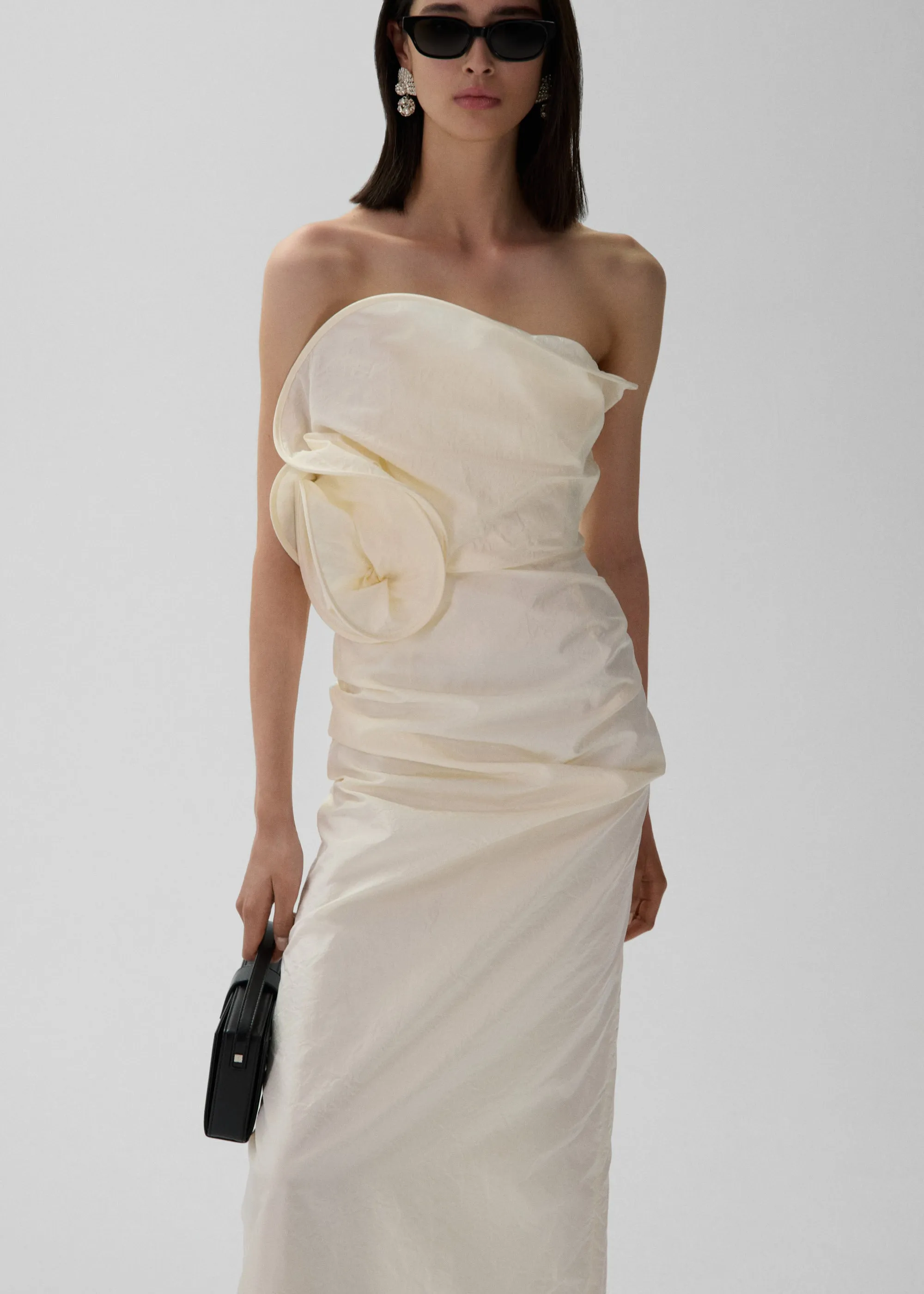 Sculptural rose gown in cream