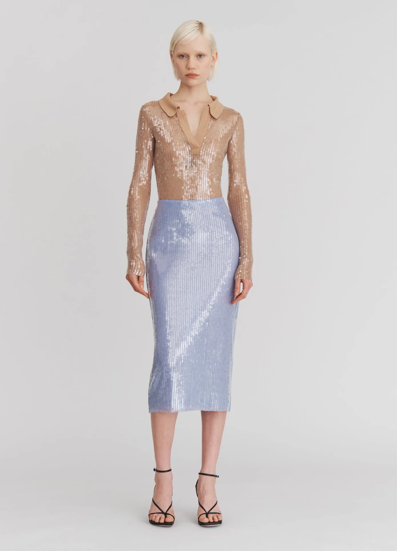 Sheer Sequin Pencil Skirt