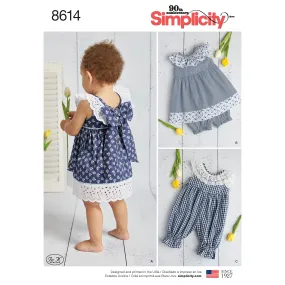 Simplicity Pattern 8614 Babies' Dress, Romper and Panties