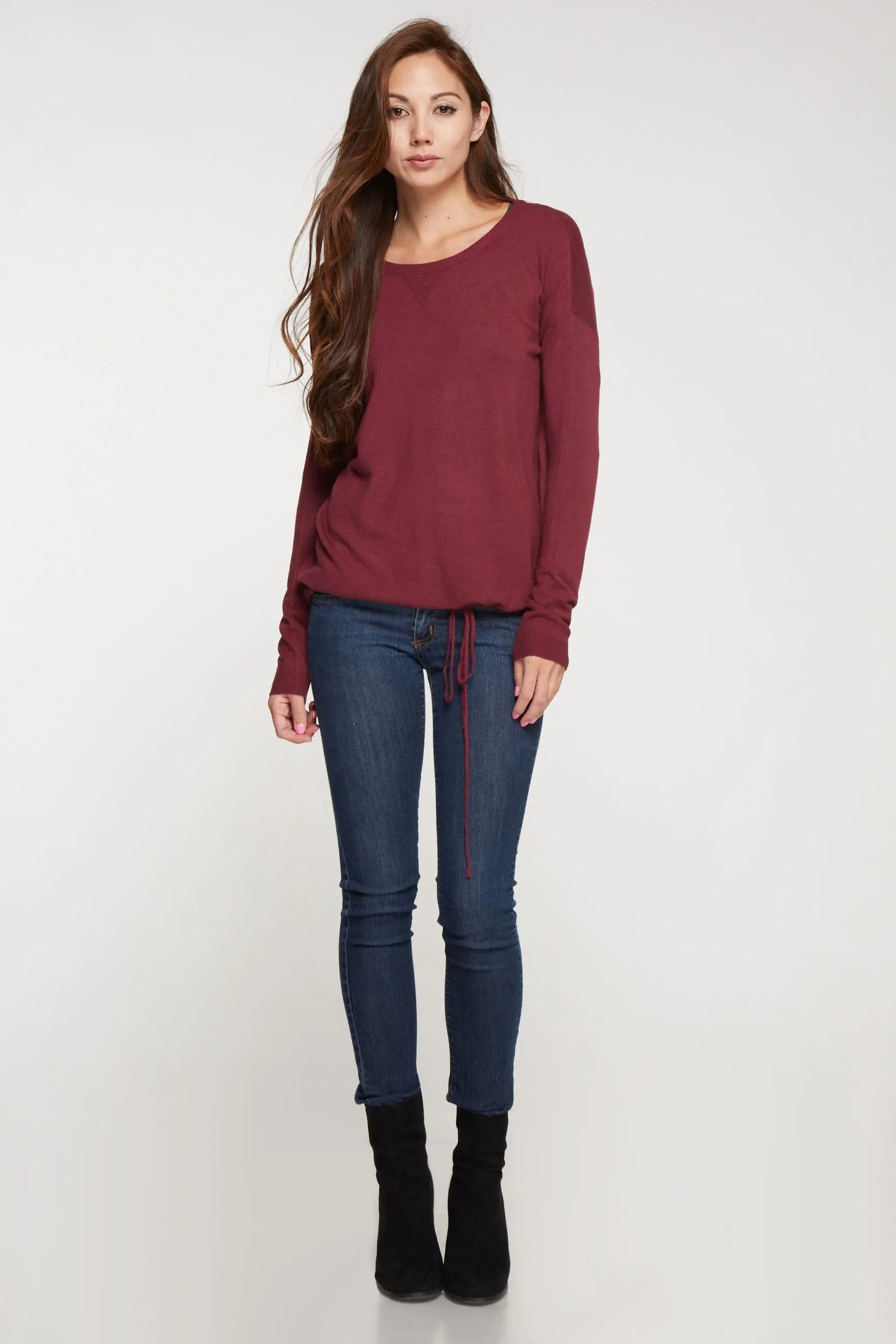 Solid Long Sleeve Crew Neck Sweater