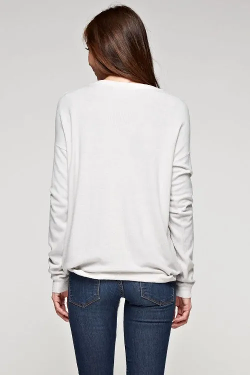 Solid Long Sleeve Crew Neck Sweater