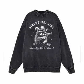Strawberry Jams Gunner Raccoon Print Sweatshirt