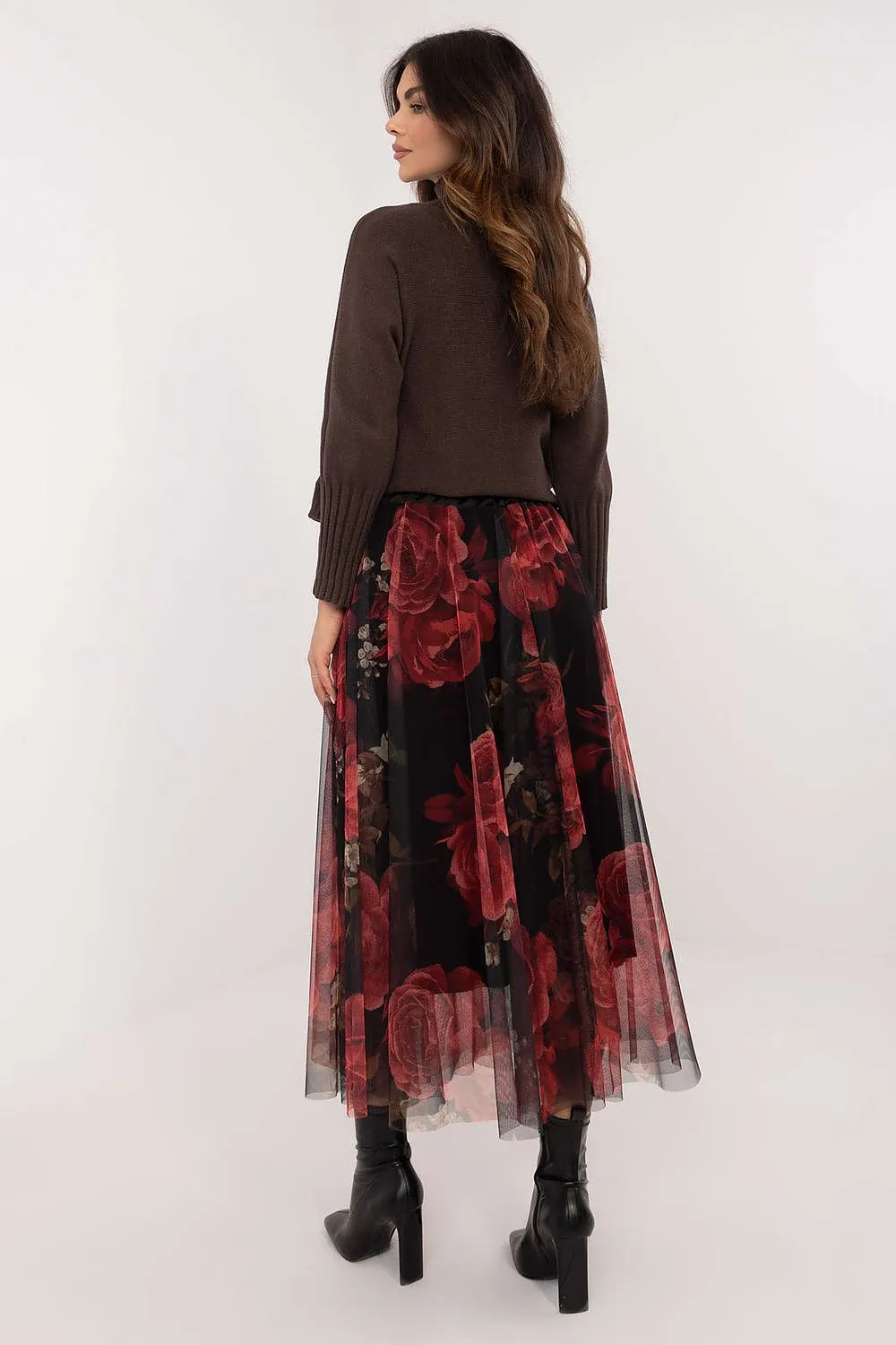 Stylish animal print tulle midi skirt