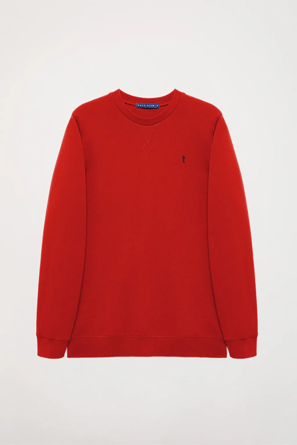 Sudadera básica de cuello redondo roja con logo Rigby Go