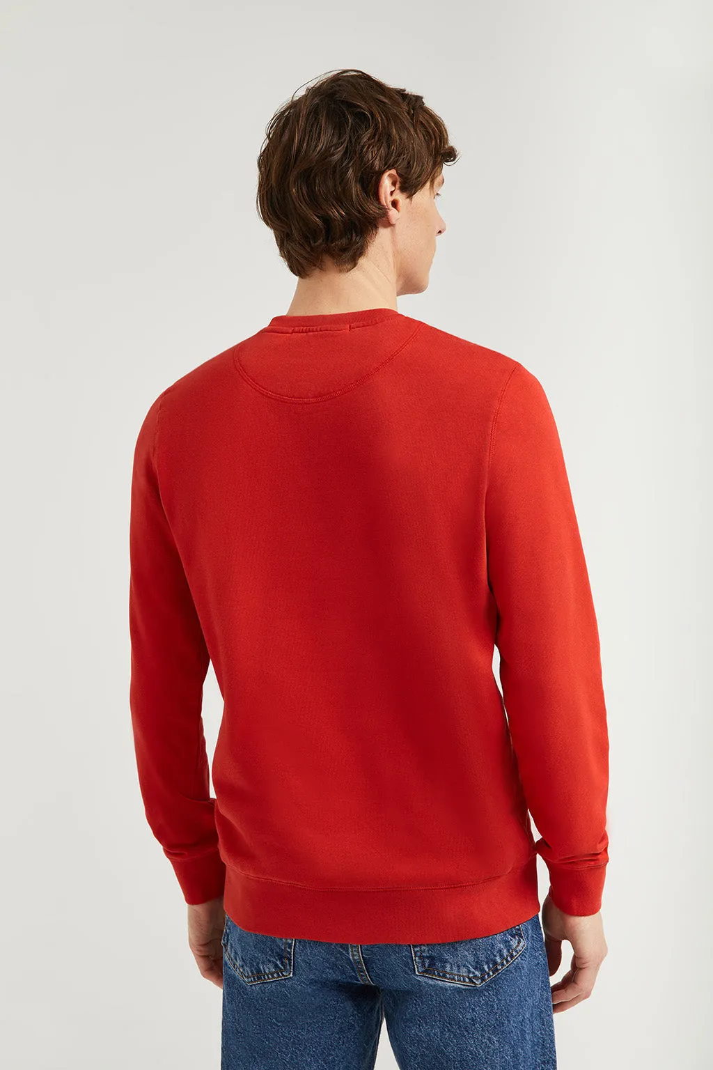 Sudadera básica de cuello redondo roja con logo Rigby Go
