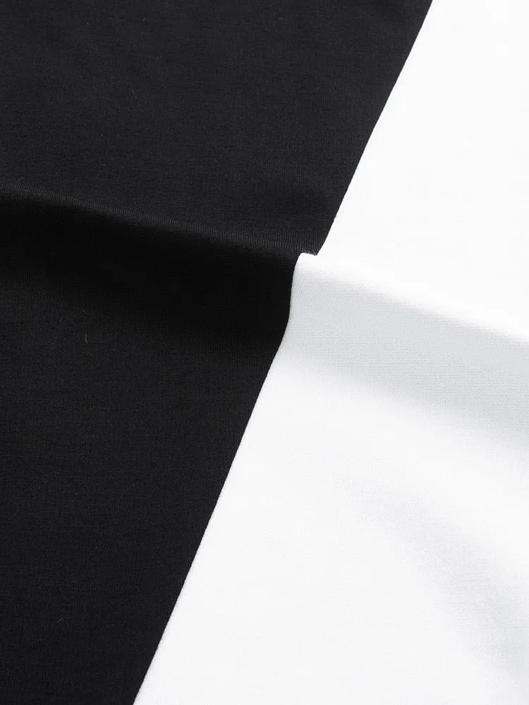 Summer Women Fashion Black and White Patchwork Dresses Formal Business Vintage Fitted Sheath Dress EB770