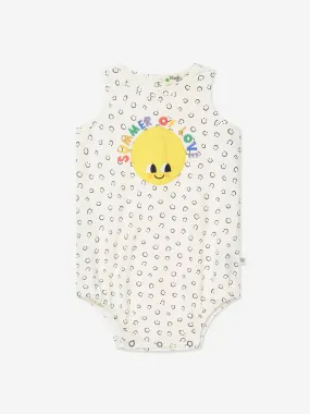 The Bonnie Mob Baby Organic Cotton Sleeveless Bubble Romper in Ivory