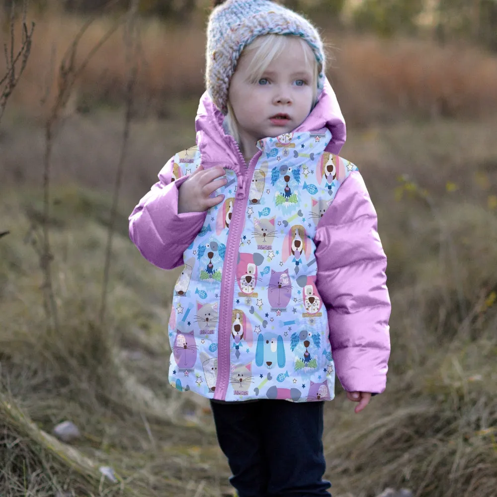 The Road Coat Down -  Lilac Puppy Print