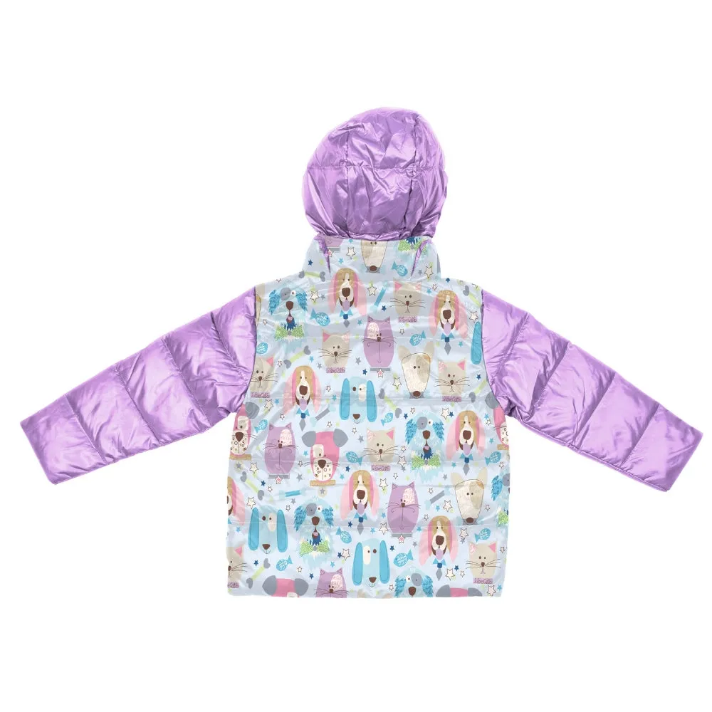 The Road Coat Down -  Lilac Puppy Print
