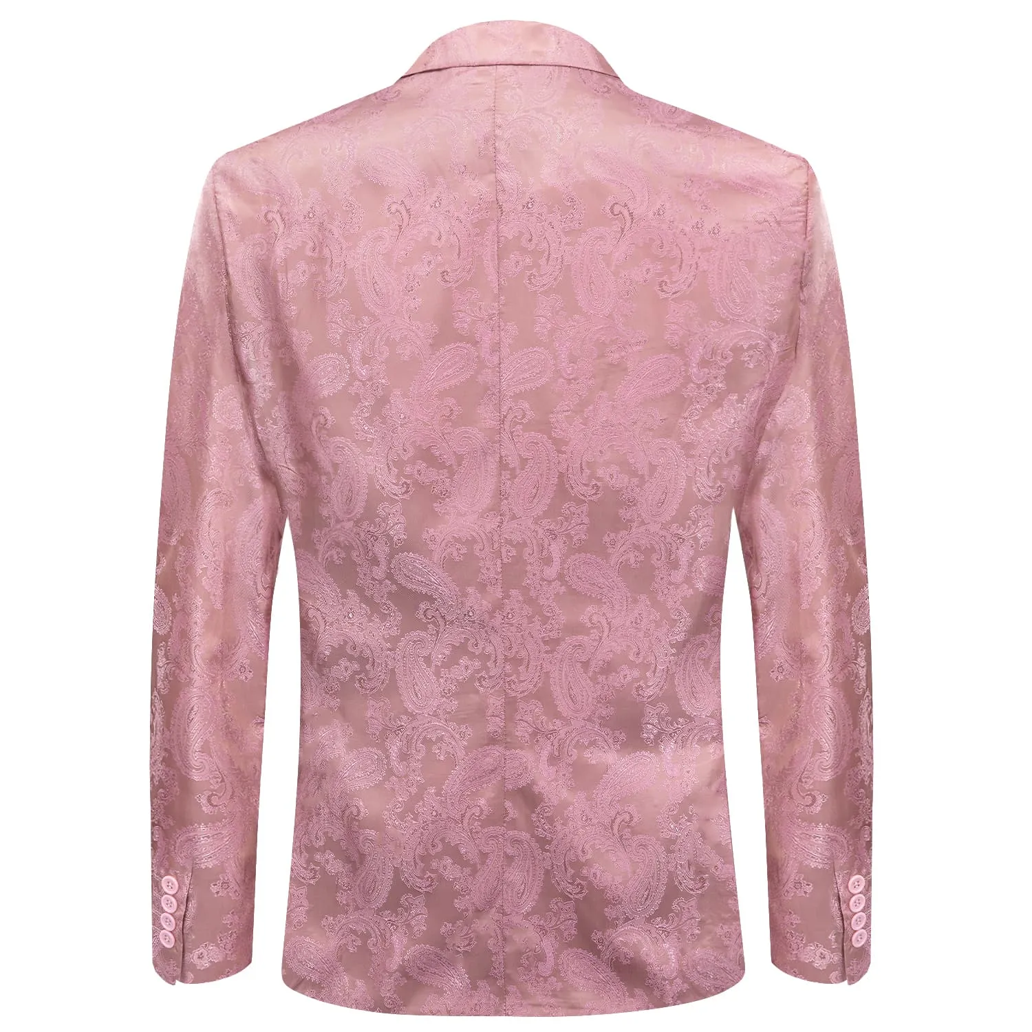 Ties2you Dress Suit for Men Rose Pink Paisley Notched Collar Silk Suit