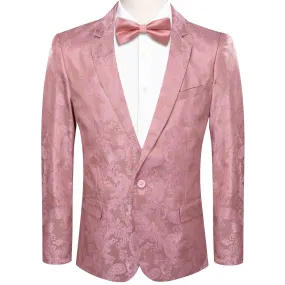 Ties2you Dress Suit for Men Rose Pink Paisley Notched Collar Silk Suit