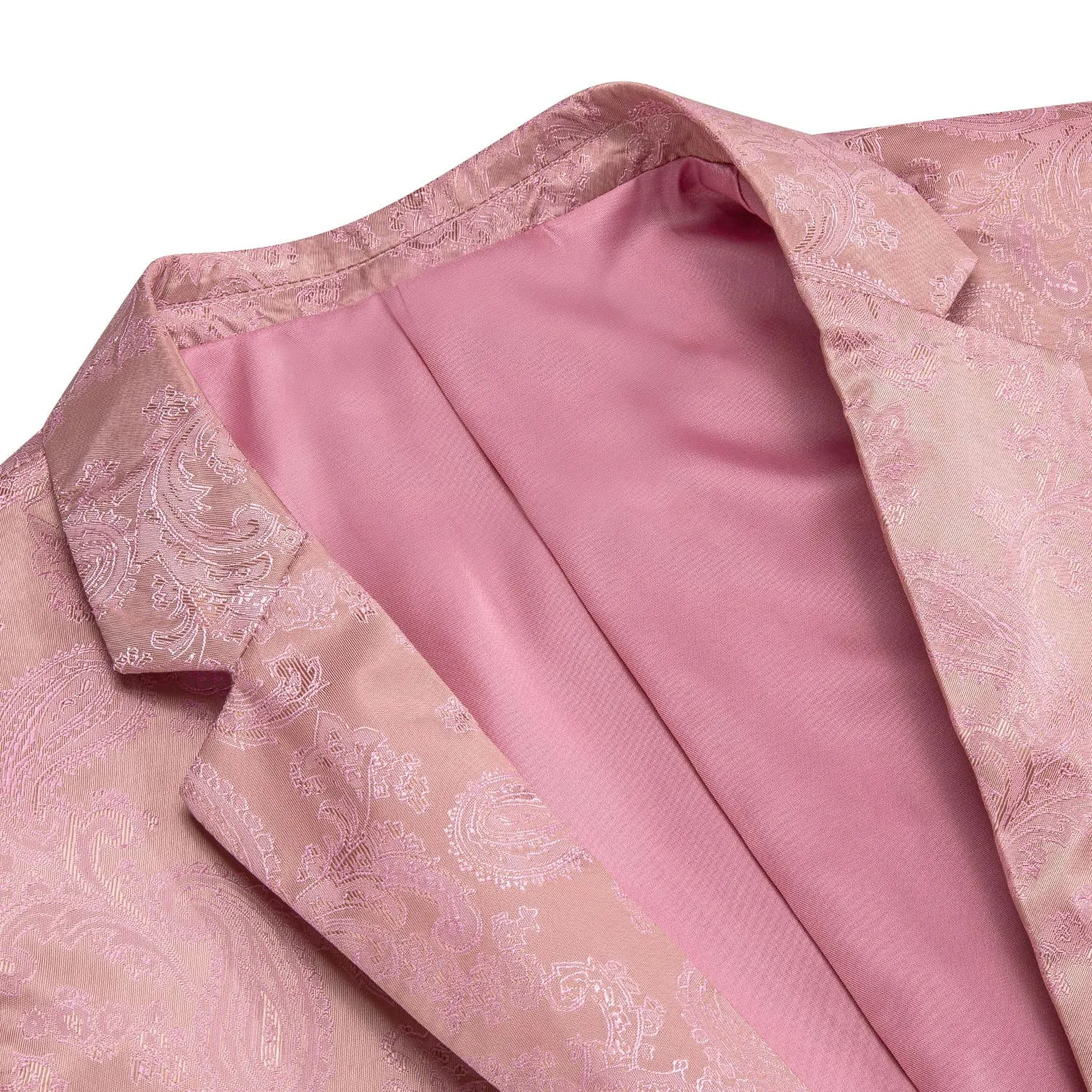 Ties2you Dress Suit for Men Rose Pink Paisley Notched Collar Silk Suit