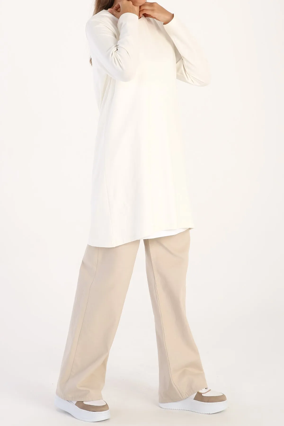 TLD Women Allday Ecru Plus Size Supreme Sweat Tunic - Chambéry