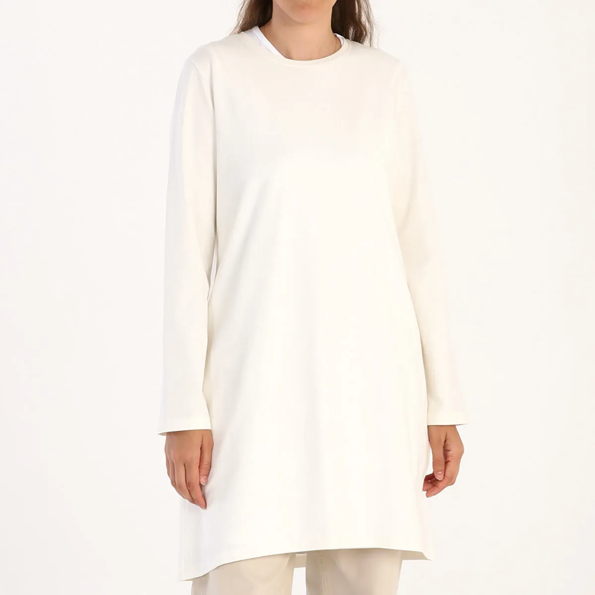 TLD Women Allday Ecru Plus Size Supreme Sweat Tunic - Chambéry